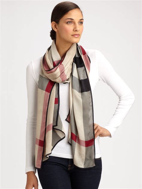 burberry mega check scarf silk|Check Silk Scarf in Sand .